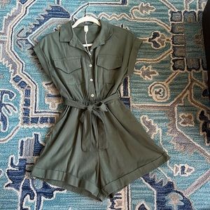 Olive green Parisian romper